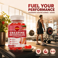 Nutrition Sportive Créatine Monohydrate Gummies Adulte Croissance Musculaire Force Endurance Saveur Fraise Naturelle Sans Sucre Végétalien