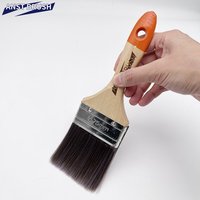 Pinceau plat à poils synthétiques de 3 pouces (violet + olive) pour peinture à l'eau, manche en bois industriel, OEM professionnel
