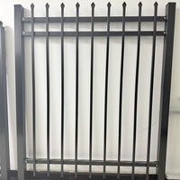 Heavy Duty 6 FT En Fer Forgé Clôture De Jardin Galvanisé Poudre Peint En Acier Tubulaire Lance Top Conception Revêtement Noir Numéro De Modèle 3D