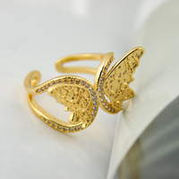 Bijoux arabes, bijoux en or, bague ouverte réglable, bague papillon pour femmes