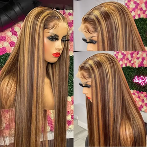 Perruque frontale en cheveux vierges brésiliens HD transparente, avec mèches, sans colle, densité 180%, pour femmes noires, pré-épilée, cheveux courts de bébé - Product Image 5