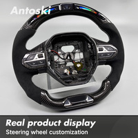 Volant sport pour E208 308 E308 408 E408 508 E508 GT, personnalisé, en daim noir, véritable fibre de carbone, avec écran LED intelligent