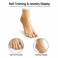 Modèle de pied féminin professionnel en silicone platine taille 34, pied entier pour la pratique du nail art, mannequin squelette féminin réaliste