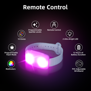Bracelets LED de fête contrôlables par application, blancs, <span class=keywords><strong>en</strong></span> PP, lumineux et clignotants, pour mariage, concert, festival, logo personnalisé <span class=keywords><strong>en</strong></span> gros - Product Image 3