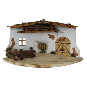 Establo de Madera Hecho a Mano ZICOM Alemania 55x35.5x29.5cm con Puerta, Figura y Juguete Navideño Único para Figuras de Granja de 8-12cm - Product Image 1