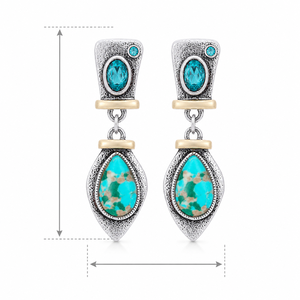Orecchini testurizzati di colore blu-verde, gioielli retrò da donna per tutti i giorni, ideali come regalo. - Product Image 5