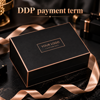 Boîte cadeau magnétique pliable en carton rose gold personnalisable, emballage de luxe, fermeture magnétique, boîtes noires