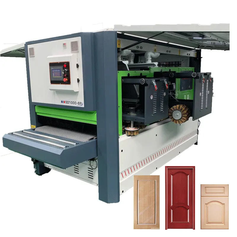 SD1000-6R Automatic wood door cabinet brush polishing sanding machine from furniture machinery
