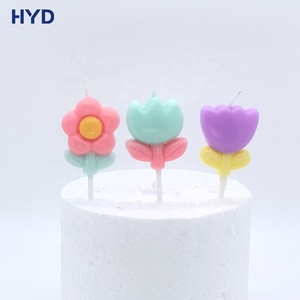 Velas de Cera con Forma de Tulipán para Fiestas, para Cupcakes, Picnic, Brillantes, Atractivas, Tema Romántico, 3.5cm X 3cm, 3 Piezas/Caja de PVC - Product Image 1