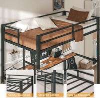 Vente en gros d'usine lit mezzanine moderne taille double double cadre en fer bureau meubles de chambre à coucher rangement à baldaquin lits superposés OEM pour hôtels