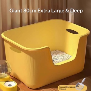 กระบะทรายแมวขนาดใหญ่พิเศษ หนาเป็นพิเศษ ป้องกันการกระเด็น ดีไซน์กึ่งเปิด สำหรับแมวเมนคูน ถาดรองรับของเสียสัตว์เลี้ยงขนาดใหญ่ - Product Image 2