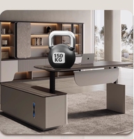 Bureau de direction modulaire convertible moderne de luxe en MDF, 1,8 m en forme de L, hauteur réglable, avec tiroir, garantie de 3 ans