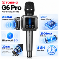 Mikrofon Karaoke TOSING G6 Pro 450g Speaker Genggam Dengan Tas Pembawa dan Baterai 2000mAh untuk Hiburan Rumah