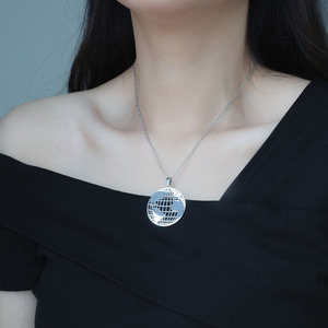 Titanium Steel Globe Pendant Necklace Double-Sided Hollow <b>Map</b> Design Gold And Silver Color For Women Gift Jewelry - Product Image 3