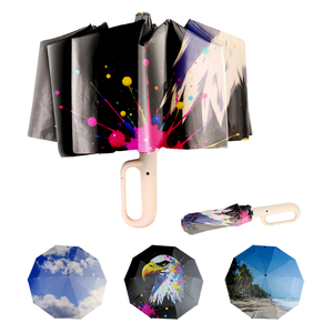 Parapluie pliant anti-vent mains libres à poignée inversée en C pour voiture, usage quotidien, vente en gros - Product Image 1