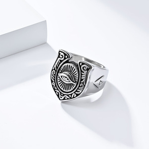 yunnique cross-border art and retro style evil eye <b>titanium</b> steel <b>ring</b>, unique niche totem jewelry - Product Image 3