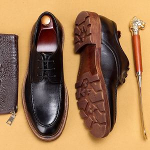 Chaussures en cuir décontractées pour hommes, en cuir véritable, souples, respirantes, confortables, à semelle épaisse, à lacets, pour mariage - Product Image 3
