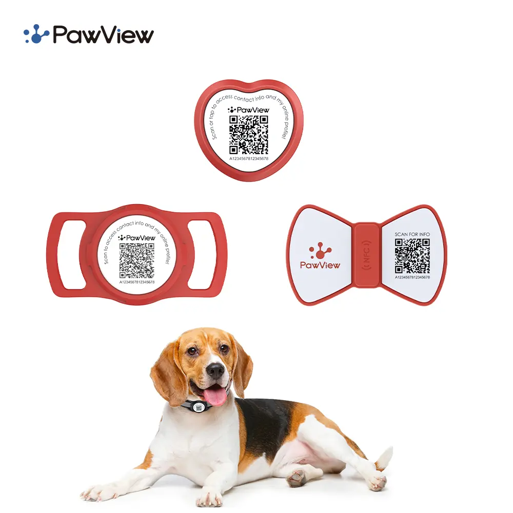 Pawview QR Code and Url Programmable Epoxy NFC Pet Id Tag Collar Tag For Dog / Cat Track with APP