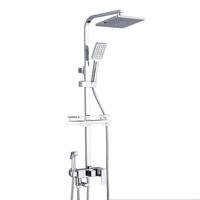 Système de douche mural moderne en chrome, mitigeur de douche en laiton, pommeau de douche carré effet pluie, jet de massage pour hôtel et villa