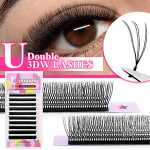 Extensions de cils en gros : Vison double pointe, trèfle 3D, PBT coréen, forme U, YY, volume doux personnalisé, 4D 5D, U W - Product Image 1