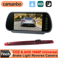 Kit Kamera Mundur Lampu Rem Ketiga Universal Mobil Van 170 °   Kamera Mundur Kendaraan CCD 1080P dengan Monitor Cermin 7 inci