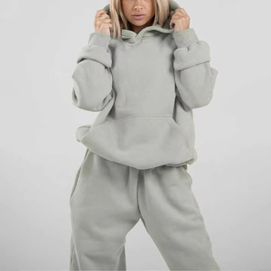 Tuta Sportiva Personalizzata Plus Size per <span class=keywords><strong>Donna</strong></span>, Felpa Corta Traspirante e Pantaloni Jogger Oversize Casual - Product Image 5