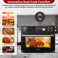 Horno Freidora de Aire de Acero Inoxidable con Temporizador de 1 min a 12 Horas, Regula la Temperatura con Precisión de 90-450 °C ℉   Cavidad de Acero Inoxidable 304/430