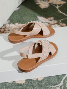 Sandales d'été de haute qualité pour enfants, en PU, à bout ouvert, avec perles, pour filles - Product Image 5