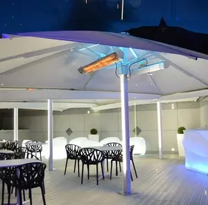 Nuovo Design importato tessuto alluminio impermeabile esterno Patio giardino Led ombrellone ombrellone