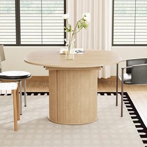 Mesa de Comedor Extensible Ovalada SENYU de Estilo Nórdico Moderno, Ahorra Espacio, con MDF y Metal, de 47 a 63 Pulgadas, para 4-8 Personas, Muebles para Comedor - Product Image 3