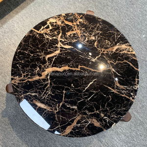 Thiết kế wabi Sabi đen trắng đá vòng trung tâm sang trọng đá cẩm thạch hàng đầu Bàn cà phê bằng gỗ hiện đại - Product Image 6