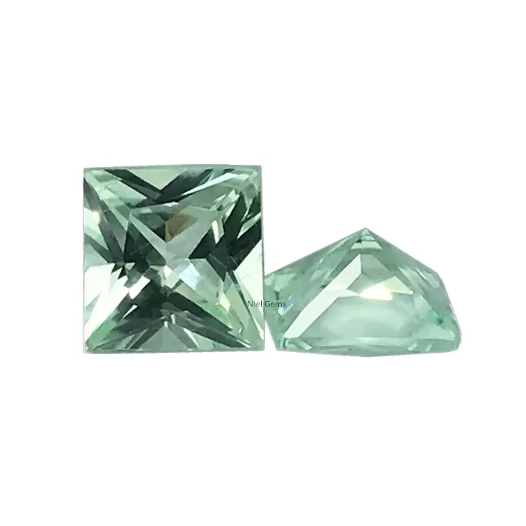 73# square shape niel gems custom princess cut synthetic gem loose sapphires corundum mint green stone