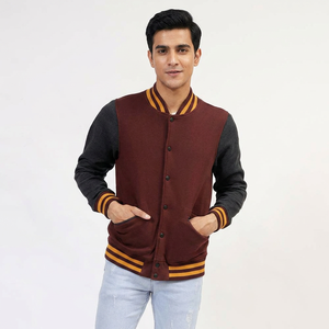 Custom Logo Men's Varsity Jacket Stand Collar Canvas Streetwear <b>Coat</b> with Custom Design Embroidery Patches OEM Service - Product Image 1