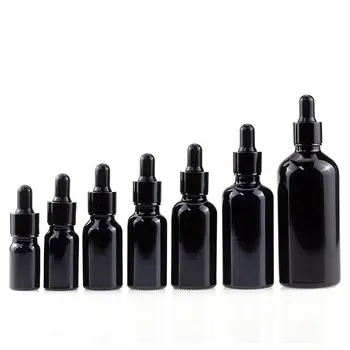 Etherische Olie Fles Multi Specificatie Heldere Zwarte Dropper Zeefdruk Cosmetische Verpakking Cilinder Fles Dropper