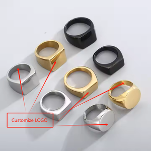 Zhongzhe đồ trang sức của nam giới signet nhẫn kích thước 4-15 DIY Logo thép không gỉ PVD 18K vàng không thấm nước nhiều phong cách nhà máy Vòng - Product Image 1