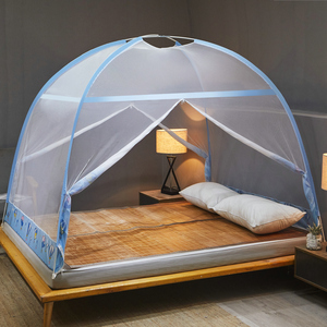 Moustiquaire de lit Queen pliable et épaissie, style yourte mongole, sans installation, pour l'été, sélection premium, 100% solide et carrée - Product Image 4