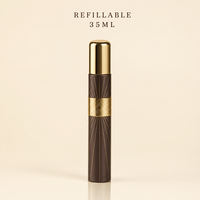 Flacon de parfum vide en verre 35 ml bleu roi avec capuchon doré, atomiseur fin type stylo, style arabe, personnalisable et rechargeable, vente en gros