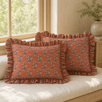 Housse de coussin en coton à volants, imprimé floral vert sauge, style ferme, pour chambre, canapé, décoration intérieure, vente en gros