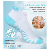 Chaussettes de sport à coussinets |   Chaussettes pour femmes en coton respirant antidérapantes avec soutien de la voûte plantaire pour la course à pied, la salle de sport et l'entraînement
