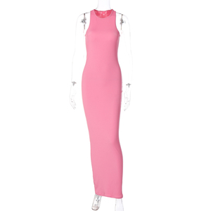 Vestido Largo Ajustado Elástico sin Mangas con Cuello Redondo para Mujer, Elegante, para Fiesta de Invierno, Ropa Americana ANSZKTN - Product Image 5