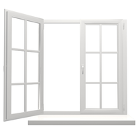 Ventana Abatible de Aluminio con Rotura de Puente Térmico, Doble Acristalamiento, Insonorizada, Ahorro de Energía, Tamaño Personalizado para Viviendas y Residencias