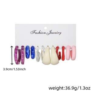 Pendientes de Aro Acrílicos en Forma de C, Diseño Geométrico Colorido, Joyería de Moda para Mujer, Accesorios de Moda - Product Image 4