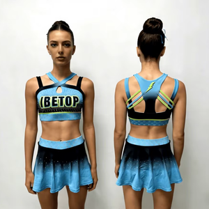 Conjunto de Top Corto y Pantalones Cortos de Animadora Personalizados con Tinte Completo para Niñas Adultas, Ropa de Práctica con Diseño de Mariposa - Product Image 1