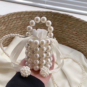 Tas Manik-Manik Buatan Tangan untuk Wanita, Tas Tangan Mini Mutiara Modis dengan Pegangan, Tas Wanita - Product Image 2