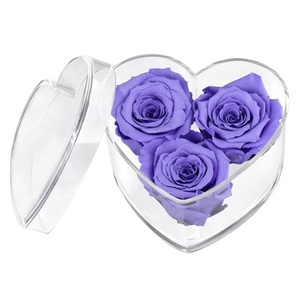 Heart Shape Acrylic Rose Display Box Lucite Flower Holder Vase