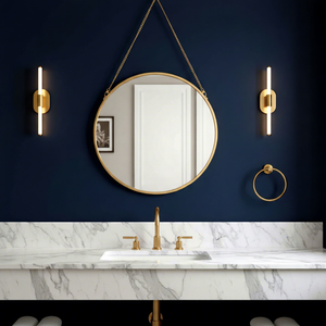 <span class=keywords><strong>Espejo</strong></span> de marco de metal redondo dorado, marco de aluminio de <span class=keywords><strong>50</strong></span> <span class=keywords><strong>cm</strong></span> de diámetro, Colgante con cadena - Product Image 1