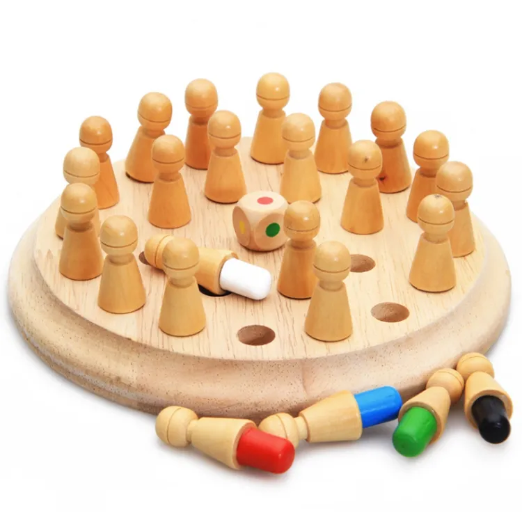 Montessori eğitici oyuncak renk biliş eşleştirme kurulu oyuncak ahşap bellek satranç oyunu