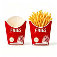 Boîte à frites jetable personnalisée de qualité alimentaire avec base renforcée pour la livraison de snacks en restaurant, en carton
