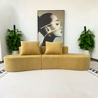 Ensemble de canapés modulaires de luxe modernes pour salon, rectangulaire, 2 et 3 places, incurvé, sans os, en velours côtelé, pour villa et entrepôt