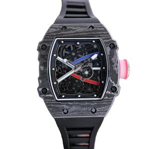 Reloj de Pulsera Deportivo de Lujo para Hombre, Mecánico Automático, con Caja de Fibra de Carbono Blanca 67-02 y Correa de Goma Azul Claro, en Oferta - Product Image 3